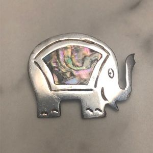 Elephant abalone Alpaca Mexico pin brooch